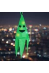 GLOBIZ 56598B Halloween-i világító dekoráció - szellem - zöld - 10 színes LED - akasztható - 2 x 2032 - 75x20 cm