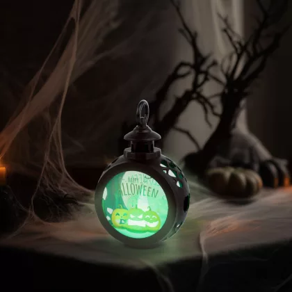   GLOBIZ 56602A Halloween-i világító dekoráció - tök - felakasztható - LED - 8,5 x 13,5 cm