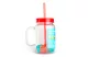 GLOBIZ 57160P Szívószálas pohár - piros - 4 db hűthető jégkockával, 550ml,  17 x 7.5 x 13.5 cm