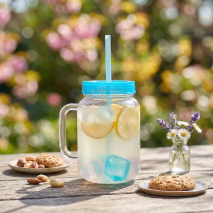 GLOBIZ 57160Q Szívószálas pohár - kék - 4 db hűthető jégkockával, 550ml, 17 x 7.5 x 13.5 cm GLOBIZ 57160Q Szívószálas pohár - kék - 4 db hűthető jégkockával, 550ml, 17 x 7.5 x 13.5 cm
