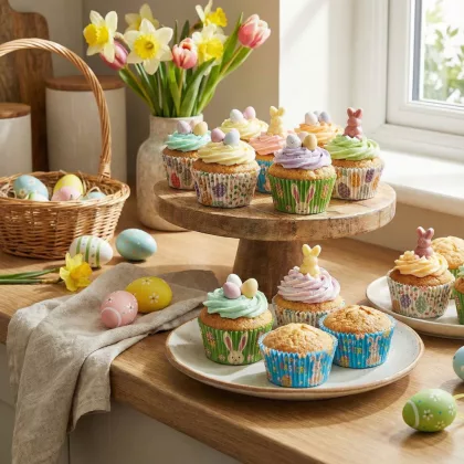   GLOBIZ 57170A Muffin papír szett - húsvéti 100 db (25 x 4 szín) - 7 x 5 x 3,2 cm