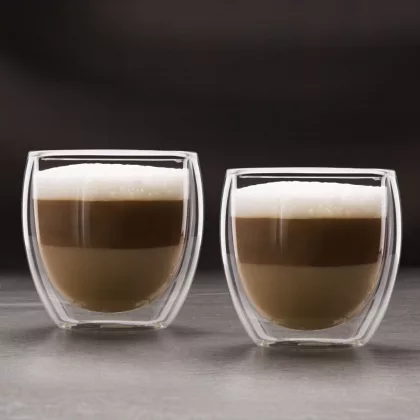 VOG UND ARTHS 57176J Duplafalú cappuccino üveg csésze - 250 ml - 2 db / csomag VOG UND ARTHS 57176J Duplafalú cappuccino üveg csésze - 250 ml - 2 db / csomag