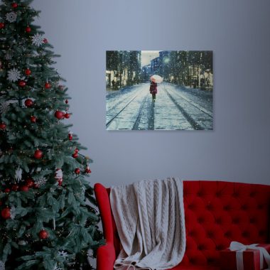 Family Decor 58017C LED-es fali kép - téli táj - 20 sárga LED - 30 x 40 cm