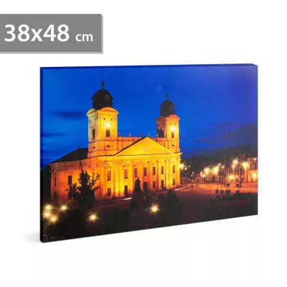   FAMILY 58018K LED-es fali hangulatkép - "Nagytemplom Debrecen" -  3 x AA, 38 x 48 cm