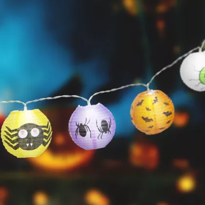 58155 Halloween-i lampion fényfüzér - 7,5 x 150 cm - 2 x AA 58155 Halloween-i lampion fényfüzér - 7,5 x 150 cm - 2 x AA