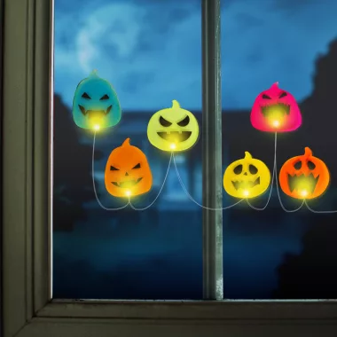 58186B Halloween-i LED ablakdekor - gél - tök - 85 cm