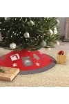 Family Christmas 58277A Karácsonyfa alá terítő - poliészter - 97 cm - szürke / piros
