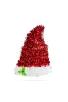 Family Christmas 58278A Karácsonyi dísz mikulás sapka - piros-fehér - glitteres - 34 x 26 