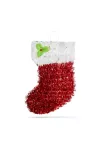 Family Christmas 58278B Karácsonyi dísz mikulás csizma - piros-fehér - glitteres - 32 x 20