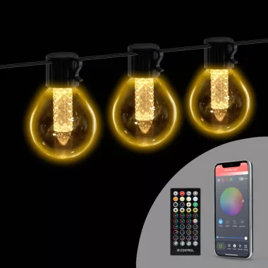 GLOBIZ 58384 Smart fényfüzér - 100-240V - 25 db melegfehér LED - 15 m - bluetooth