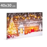   Family Christmas 58458 LED-es fali kép - "Merry Christmas" - 6+3 melegfehér LED - 40 x 30 cm