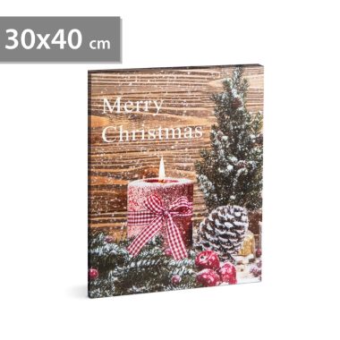 Family Christmas 58459 LED-es fali kép - "Merry Christmas" - 1 melegfehér LED - 40 x 30 cm