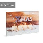   Family Christmas 58460 LED-es fali kép - "XMAS" - 4 melegfehér LED - 40 x 30 cm
