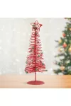 Family Christmas 58622A Karácsonyi, glitteres, fém karácsonyfa - 28 cm - piros