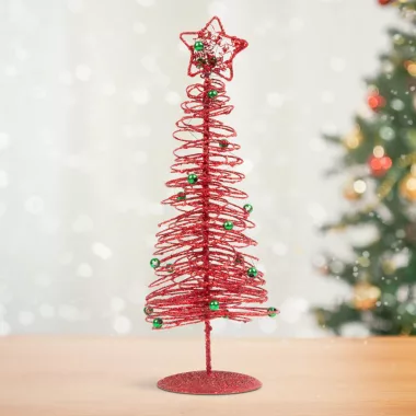Family Christmas 58622A Karácsonyi, glitteres, fém karácsonyfa - 28 cm - piros Family Christmas 58622A Karácsonyi, glitteres, fém karácsonyfa - 28 cm - piros