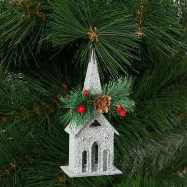 Family Christmas 58677B Karácsonyi glitteres templom akasztóval - 16 x 6,5 cm - ezüst Family Christmas 58677B Karácsonyi glitteres templom akasztóval - 16 x 6,5 cm - ezüst
