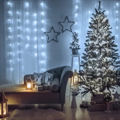   Family Decor 58901B LED-es fényfüggöny - 4,2 m - hidegfehér 200 LED