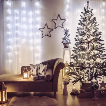   Family Decor 58901C LED-es fényfüggöny - 4,2 m - középfehér 200 LED