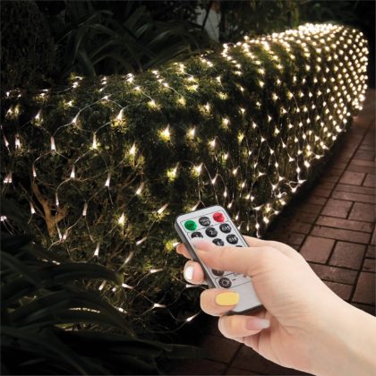   Family Decor 58908A LED-es fényháló távirányítóval - 1,5 x 1,5 m - 100 melegfehér LED
