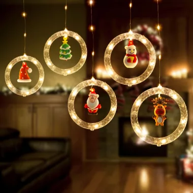 58918 LED-es fényfüggöny - mikulás - 1,8 x 0,5 m - 125 melegfehér LED