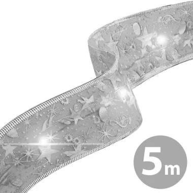 58933L Karácsonyi LED-es szalag - ezüst - 5 m x 5 cm - 50 LED - 5V USB 58933L Karácsonyi LED-es szalag - ezüst - 5 m x 5 cm - 50 LED - 5V USB