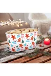 GLOBIZ 59722A Karácsonyi fém kosár - mézeskalács mintás - 19 x 11,5 x 9,5 cm