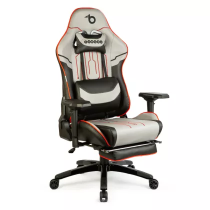   BEMADA BMD1118B Gamer szék párnával - szürke/fekete/piros- 84 x 52 / 48 x 50 cm