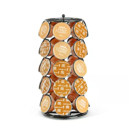   BEWELLO BW0997 Fém kávékapszula tartó - 35 db Dolce Gusto kapszulához - 165 x 165 x 320 mm - fekete