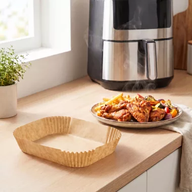 BEWELLO BW1020E Air fryer sütőpapír - olaj nélküli sütőhöz - téglalap - 14 x 22 cm - 50 db / csomag