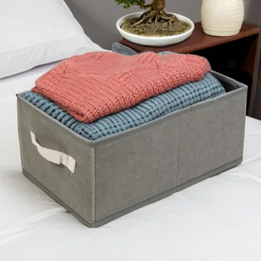BEWELLO BW2077 Szövet tárolódoboz - 38,5 x 24 x 16,5 cm - szürke