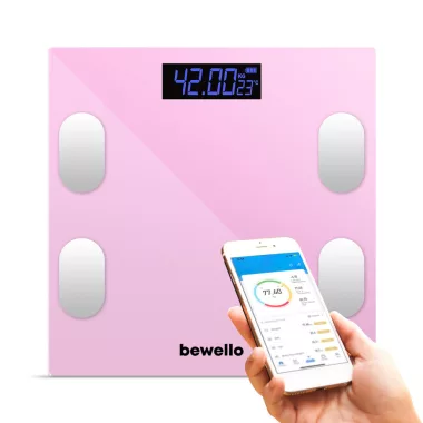 BW3015 Okos személymérleg - 0,2 - 180 kg - AAA - 26 x 26 cm - rózsaszín BW3015 Okos személymérleg - 0,2 - 180 kg - AAA - 26 x 26 cm - rózsaszín