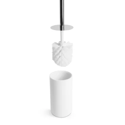 BEWELLO BW3021D WC-kefe + tartó - matt fehér / ezüst