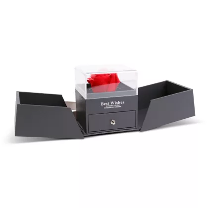   GLOBIZ DA01201 Örökrózsa nyitható díszdobozban nyaklánccal - 10,2 x 9,8 x 11 cm - fekete
