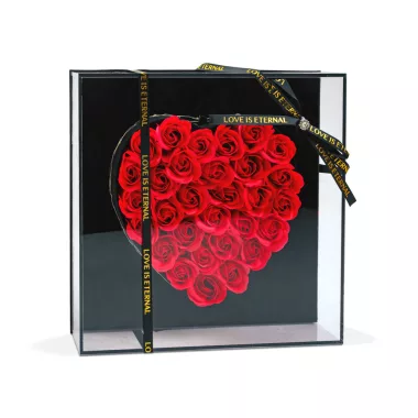 GLOBIZ DA01202 Műrózsák szívalakban díszdobozban - LED-es - 29 x 29 x 6,2 cm