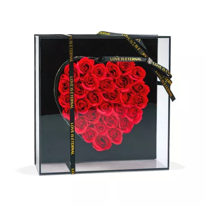   GLOBIZ DA01202 Műrózsák szívalakban díszdobozban - LED-es - 29 x 29 x 6,2 cm