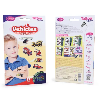   TYTOO TY50272 Járművek tetoválás matrica szett - 53 db / csomag