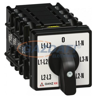   GANZ KK0-20-4036 Voltmérő átkapcsoló 0 állással, 3 fázis- és 3 vonali feszültségre, 20A, IP44