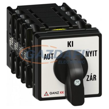 GANZ KK0-20-6598 Átkapcsoló, AUT – KI – NYIT – ZÁR felirattal, 4P, 20A, IP44