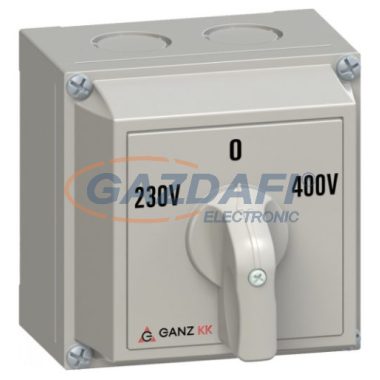 GANZ KKM0-20-6066 Tokozott átkapcsoló, 230V–0–400V felirattal, 2P, 20A, IP65