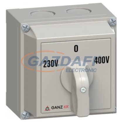   GANZ KKM0-20-6066 Tokozott átkapcsoló, 230V–0–400V felirattal, 2P, 20A, IP65