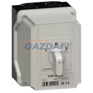 GANZ KKM2-40-6099 Tokozott átkapcsoló, 1-0-2 állás, 4P, 40A, IP65