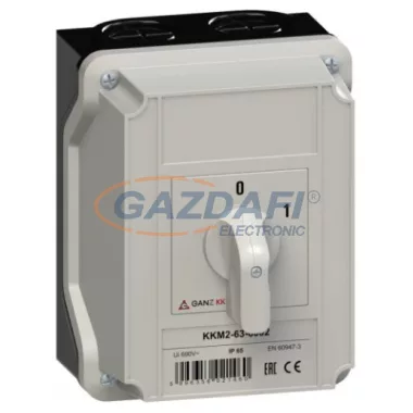 GANZ KKM2-63-6002 Tokozott Be-Ki kapcsoló, 3P, 63A, IP65