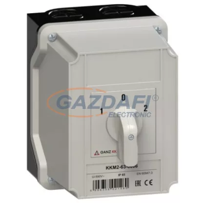   GANZ KKM2-63-6006 Tokozott átkapcsoló, 1-0-2 állás, 3P, 63A, IP65