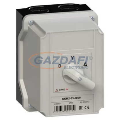   GANZ KKM2-63-6009 Tokozott csillag-delta kapcsoló, 3 fázisú, 63A, IP65