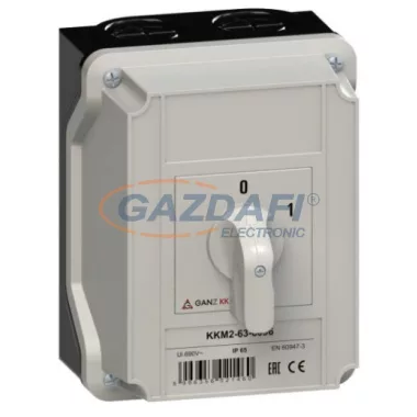 GANZ KKM2-63-6096 Tokozott Be-Ki kapcsoló, 4P, 63A, IP65