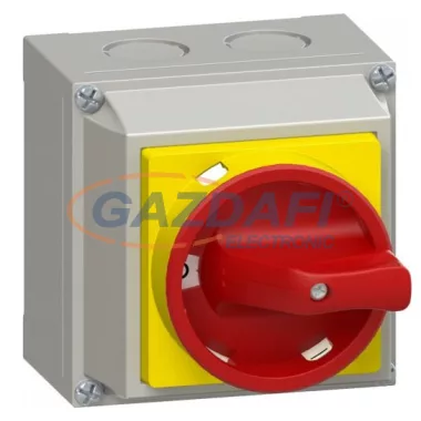 GANZ KKMV0-20-9021 Tokozott vészleállító Be-Ki kapcsoló, lakatolható, 4P, 20A, IP65