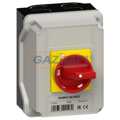   GANZ KKMV2-40-9022 Tokozott vészleállító Be-Ki kapcsoló, lakatolható, 3P, 40A, IP65