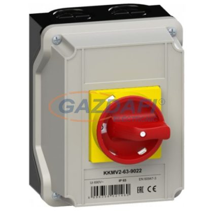   GANZ KKMV2-63-9022 Tokozott vészleállító Be-Ki kapcsoló, lakatolható, 3P, 63A, IP65