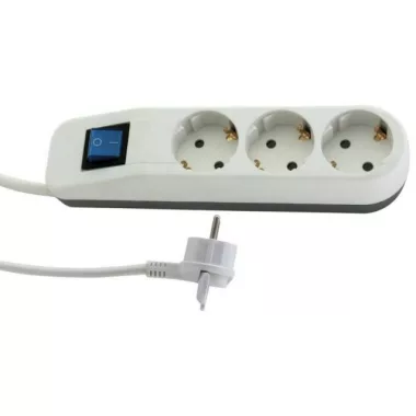 GAO 0014340100 Asztali elosztó "ICE" 3-as kapcsolóval, 1.4m, fehér-szürke