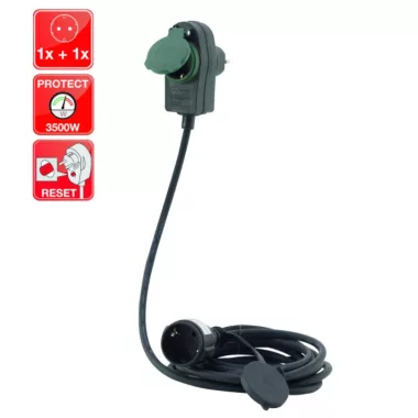 GAO 0017101514 Földelt lengő hosszabbító Powersplit 3x1.5, 10m, H05RR-F fekete IP44